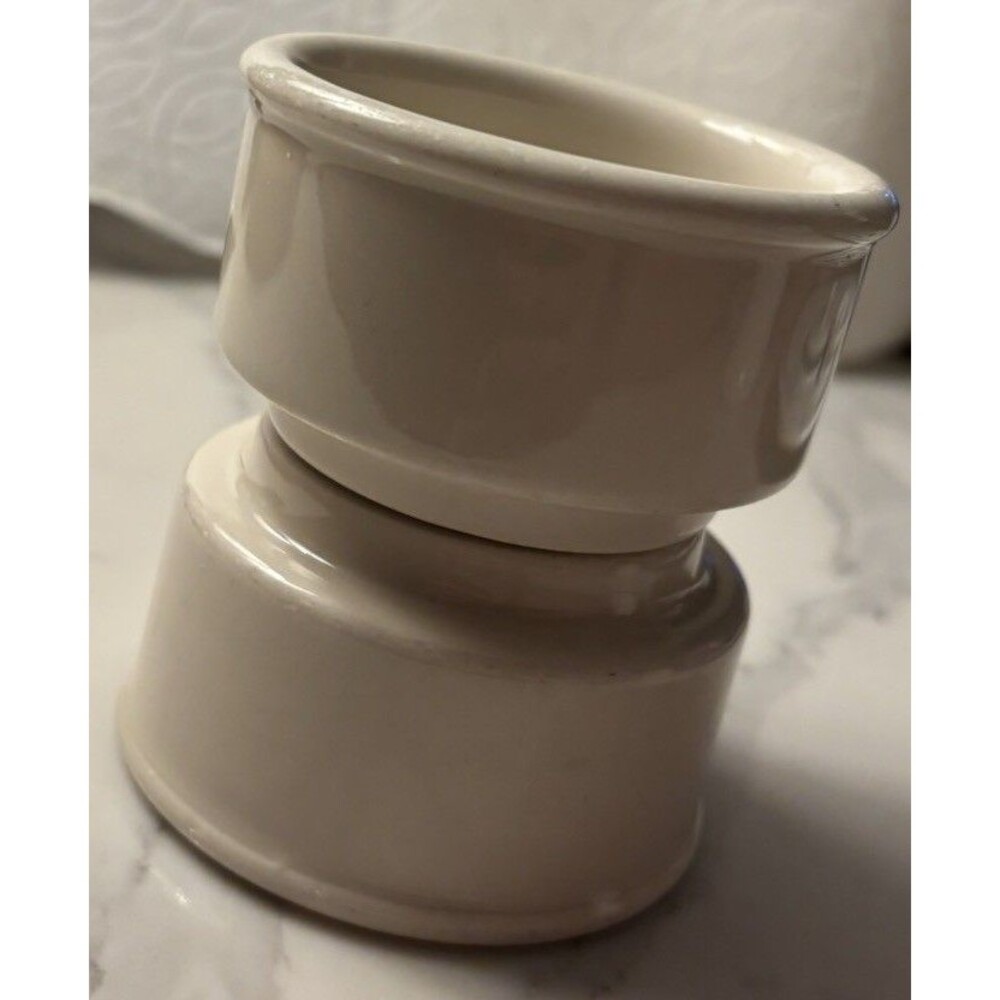 2 Vintage Hall White Ceramic Ramekins 858 Round Bowl Set Made in USA Custard Cup